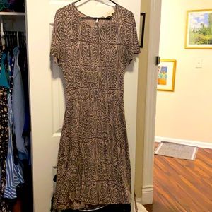 LOFT Patterned Cotton Dress Flutter Sleeves
